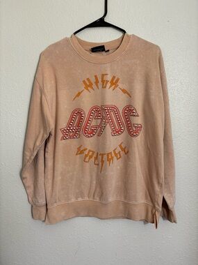 AC/DC Pink Acid Wash Crewneck Sweatshirt